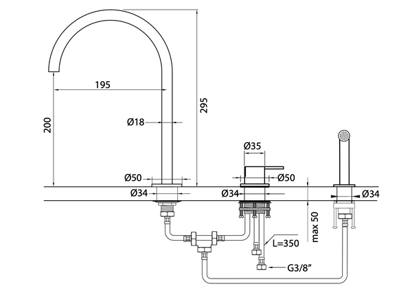 DOC18 Kitchen Tap with Hand Sprayer